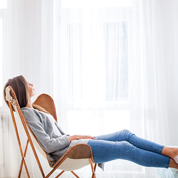 Woman Relaxing in the Chair in Hunterdon County, NJ